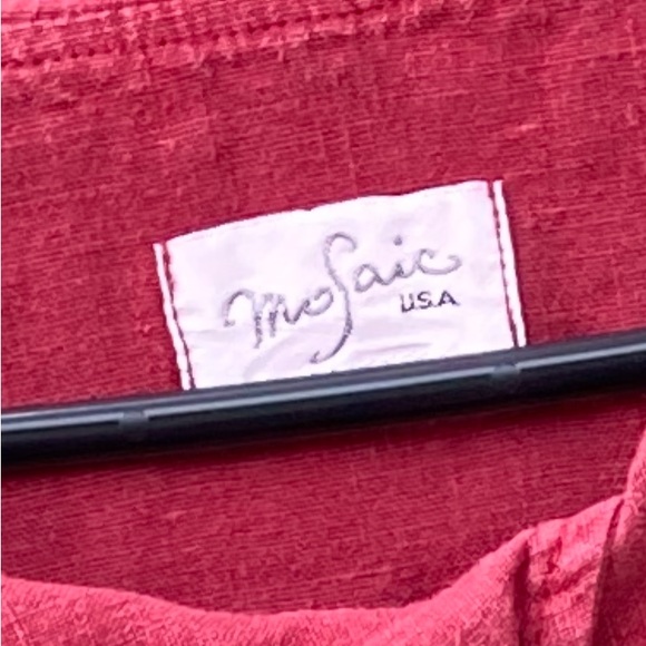 Mosaic red linen top, large in size. - Picture 8 of 8